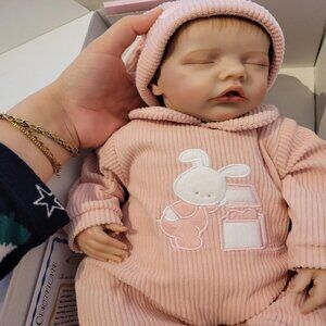 🆕18inch Soft Cloth Body Newborn Baby Poseable Limbs Pink Bella Doll Baby Girl